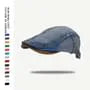 Faux Leather Brim Denim Flat Cap