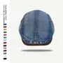 Faux Leather Brim Denim Flat Cap