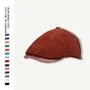 Faux Leather Brim Corduroy Flat Cap
