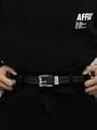 Engraved Buckle Braided Faux Leather Belt