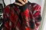 Long-Sleeve Round Neck Argyle Sweater