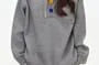 Half Buttoned Plain Knit Hoodie