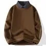 Mock Two-Piece Collared Contrast Stitching Sweatshirt