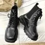 Platform Lace-Up Faux Leather Short Boots