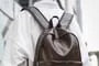 Plain Faux Leather Zip Backpack