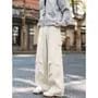 Mid Waist Plain Wide Leg Cargo Pants