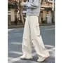 Mid Waist Plain Wide Leg Cargo Pants