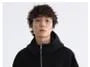 Stand Collar Plain Panel Zip Hoodie