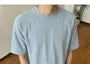 Elbow-Sleeve Crew Neck Plain T-Shirt