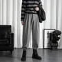 Mid Rise Plain Cropped Baggy Dress Pants