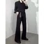 High Waist Plain Flared Dress Pants
