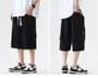 Drawstring Waist Plain Capri Cargo Pants