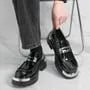 Metal Buckled Platform Patent Loafers