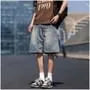 Drawstring Waist Washed Wide Leg Jorts