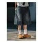 Mid Waist Washed Wide Leg Jorts