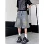 Mid Waist Washed Wide Leg Jorts