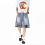 Drawstring Waist Washed Distressed Jorts