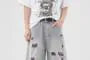Mid Rise Washed Distressed Denim Shorts