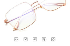 Oversized Square Metal Frame Eyeglasses