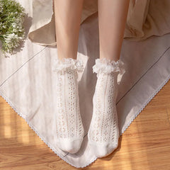 Lace Trim Pointelle Socks