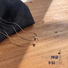 925 Sterling Silver Rhinestone Pendant Necklace