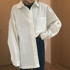 Long-Sleeve Collar-neck Oversized Shirt