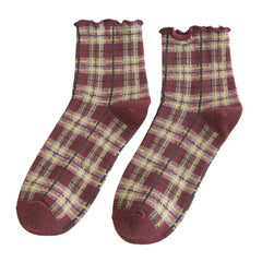Set of 4: Plaid Crew Socks