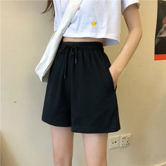 Drawstring Waist Wide Leg Shorts