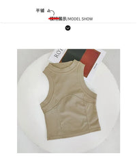 Paneled Mock-Neck Crop Tank Top