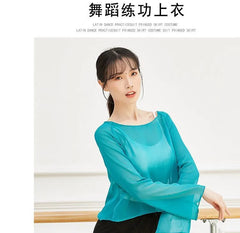 Long-Sleeve Sheer Dance Top