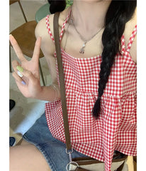 Gingham Flowy Camisole Top
