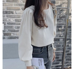 Long-Sleeve Plain Blouse