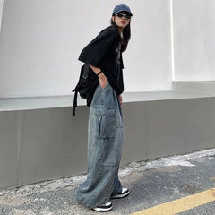 High Waist Baggy Cargo Jeans