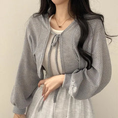 Puff Sleeve Tie-Front Bolero