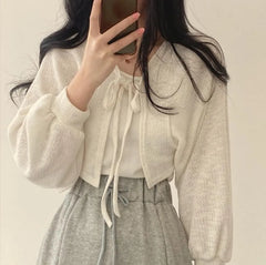 Puff Sleeve Tie-Front Bolero