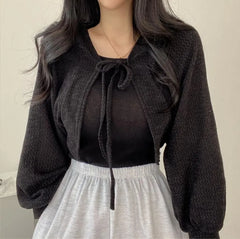 Puff Sleeve Tie-Front Bolero