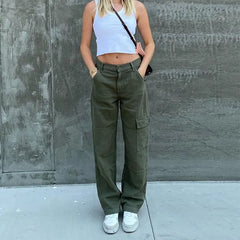 Low Rise Straight-Leg Cargo Jeans
