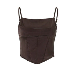 Square-Neck Plain Cropped Bustier Top