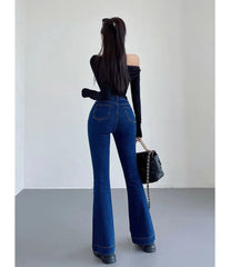 High Waist Washed Flared Jeans
