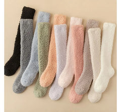 Set of 2 Pairs: Plain Fleece Knee High Socks