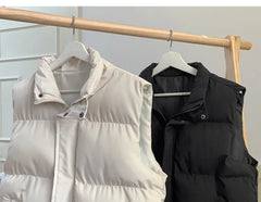 Stand-Collar Zip Puffer Vest
