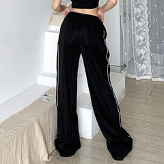 High Waist Striped Loose-Fit Wide-Leg Sweatpants