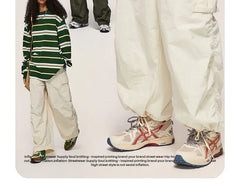 Unisex Outdoor Tie-Hem Wide-Leg Cargo Pants