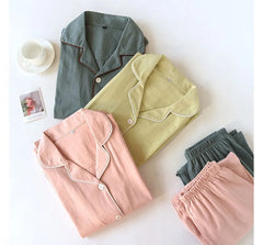 Pajama Set: Long-Sleeve Button-Up Top + Pants (Various Designs)