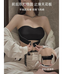 Strapless Front Closure Wireless Bra with 3 pairs removable bra pads