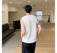 Round Neck Plain Fleece Tank Top