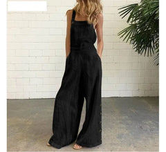 Spaghetti Strap Plain Wide Leg Jumpsuit