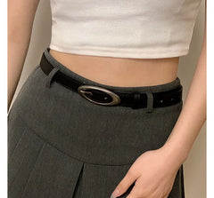 Faux Leather Slim Belt