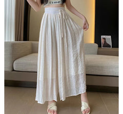 High Rise Plain Cropped Wide Leg Pants