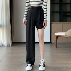 High Rise Plain Wide Leg Slacks (Various Designs)